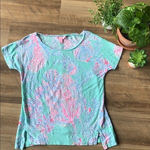 Lilly Pulitzer Linen colorful ocean Life tee Small